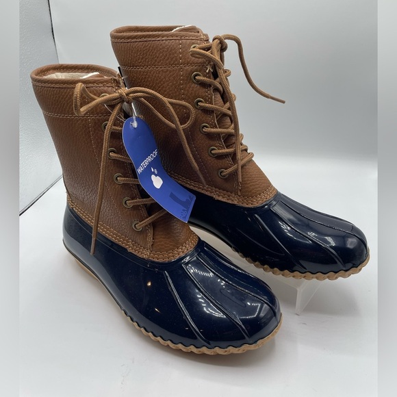 JBU Women's Maplewood Water-Resistant Mid Calf Lace-up Duck Boots, Navy Size 6.5 - Picture 2 of 9